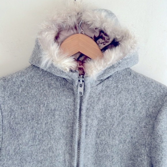 Vintage Grey Inuvik Hooded Zip Up Wool Coat Size 14 - Picture 7 of 14
